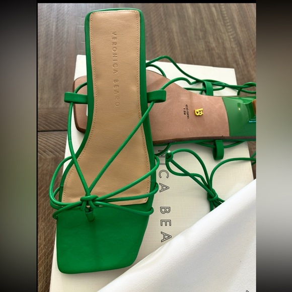 Veronica Beard Foley Ankle Tie Sandal Jungle Green - Picture 14 of 14